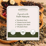 Starwest Botanicals Essiac Tea Organic - Caffeine Free Herbal Blend, Loose Leaf Burdock Root, Slippery Elm Bark, Sheep Sorrel, & Rhubarb, Certified