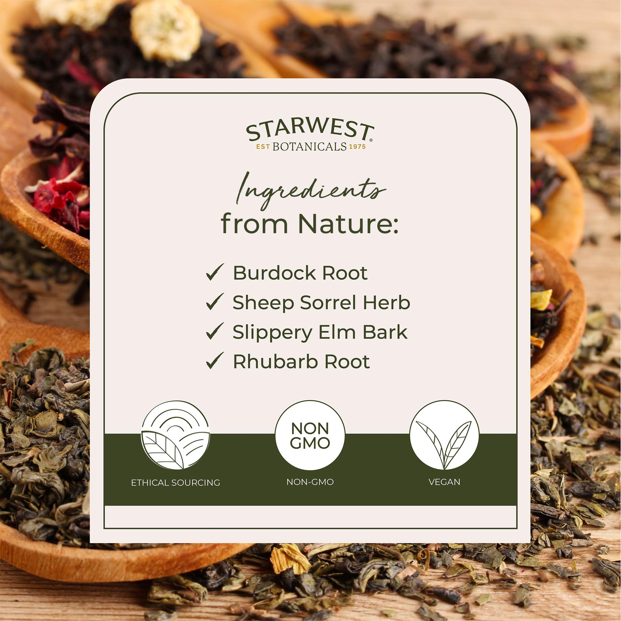 Starwest Botanicals Essiac Tea Organic - Caffeine Free Herbal Blend, Loose Leaf Burdock Root, Slippery Elm Bark, Sheep Sorrel, & Rhubarb, Certified