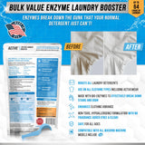 Enzyme Laundry Booster Odor Remover - 2 lbs Unscented Enzymatic Clothes Stain Cleaner Powder, Natural Deodorizer with Bio Active Enzymes, Detergent