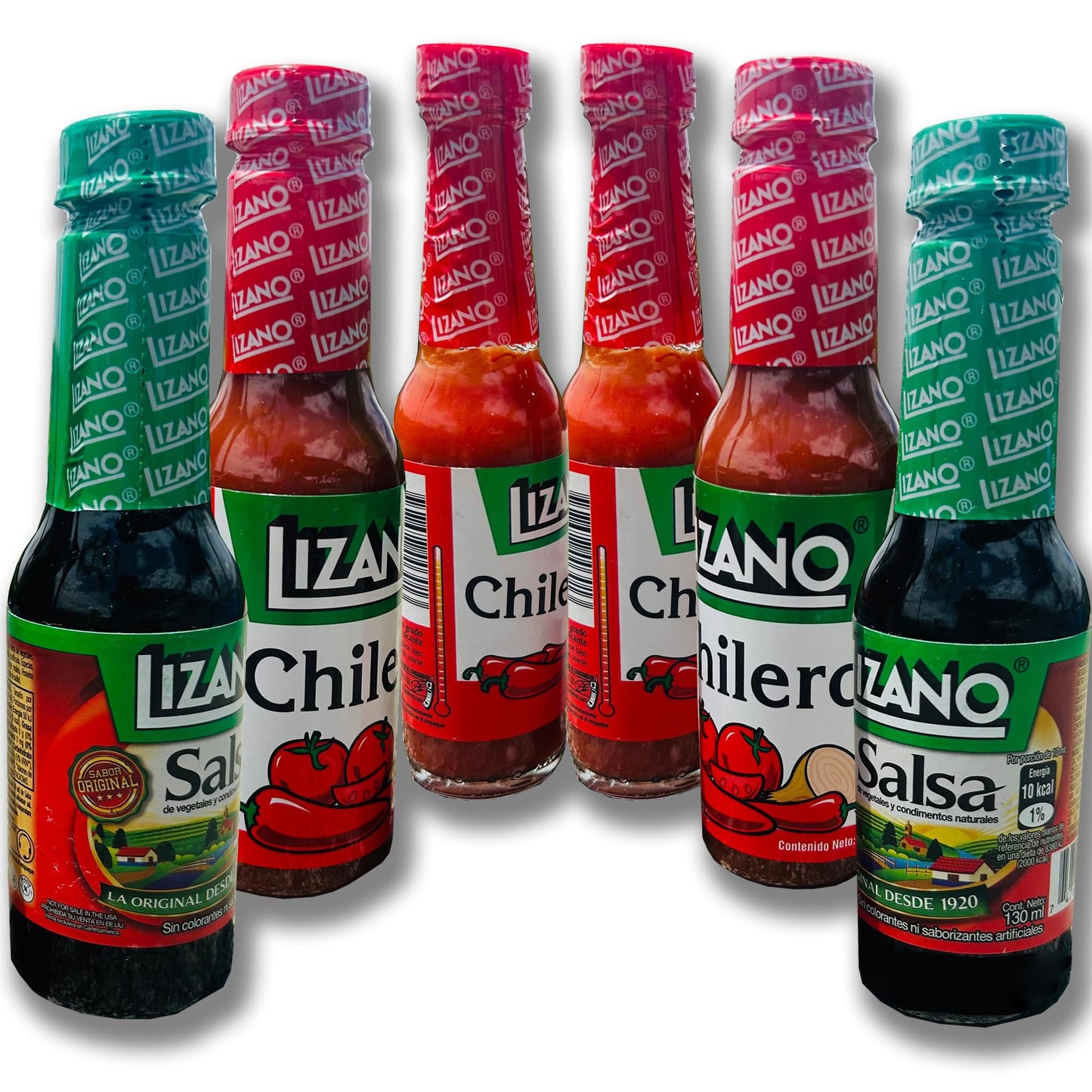 Sabemas Costa Rican Set Sauce 6-Pack - 2 Vegetable Condiment Sauce (4.4 fl oz), 2 Chilero Hot Sauce (5.2 oz), 2 Extra Spicy Pepper Sauce (2.1 fl oz)