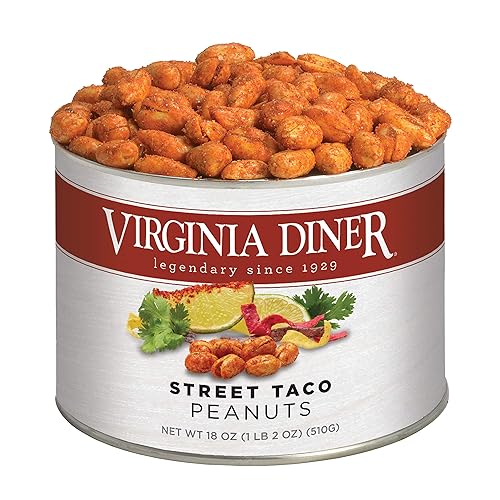 Virginia Diner Flavored Peanuts: Gourmet Street Taco Seasoning, Virginia Nuts, 18 Ounce Tin