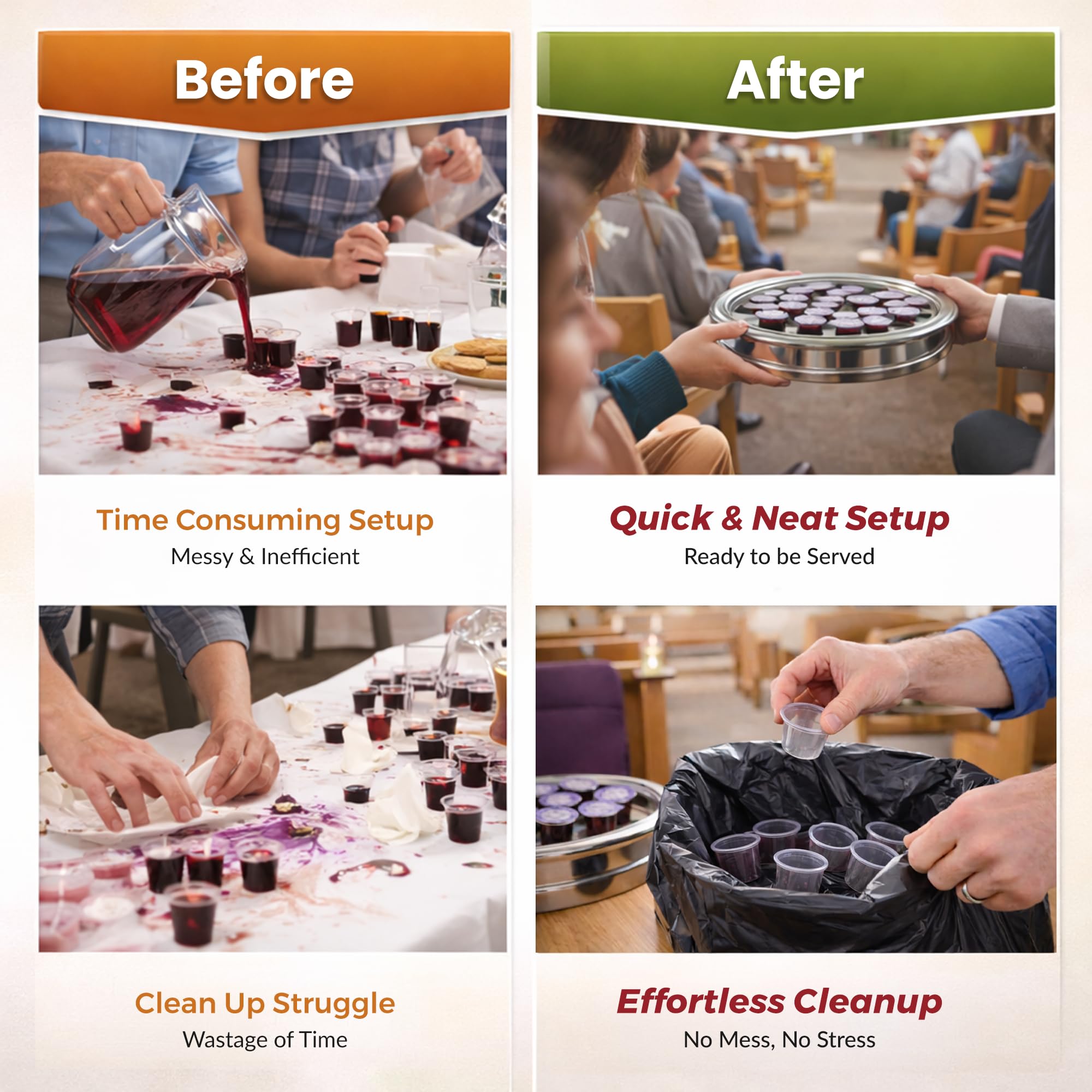 Kingdom Prefilled Communion Cups with Wafers - 30 Count