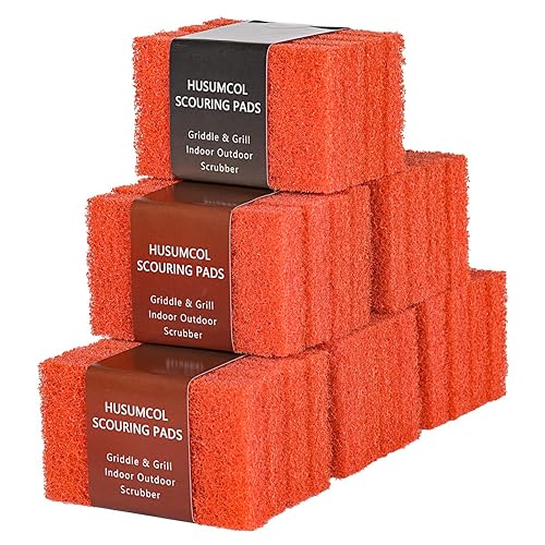 Griddle Cleaning Pads for Blackstone Flat Top, Non-Scratch Grill Scrub Pads, Bathroom Scrubbing Pads, Pool Scrub Brush, Shower Tile (22 Pads + Handle)