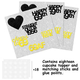 18pcs Black Gold Glitter Dessert Cupcake Pick for Straight Outta 1956 Cheer to 69 Years Old Theme Decor Supplies Happy 69th Birthday Party Decoration