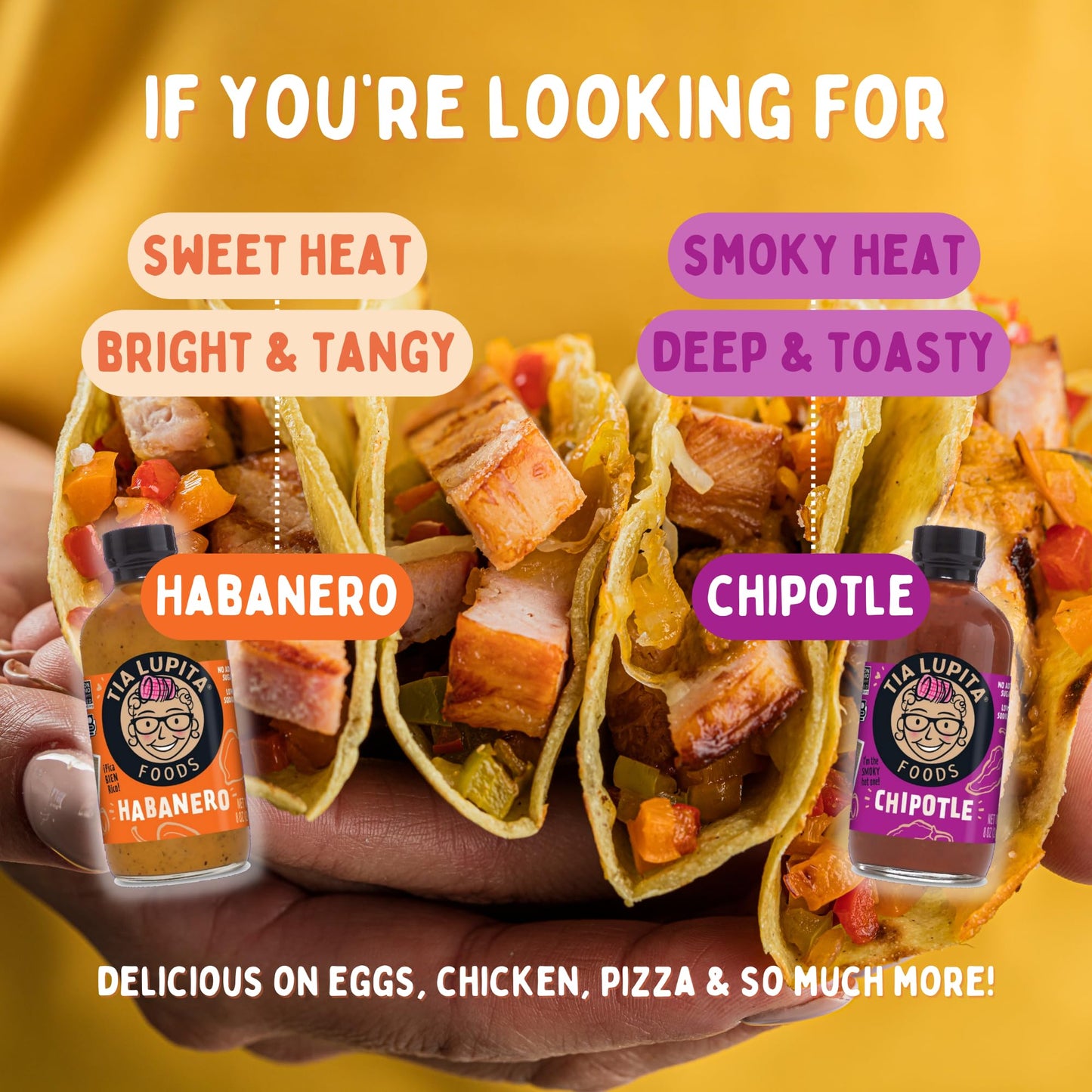 Tia Lupita Hot Sauce Variety Pack - 4 Bottles of Flavorful Heat - Jalapeño, Salsa Verde, Habanero, Chipotle - Gluten-Free, Non-GMO, Sugar Free, Low
