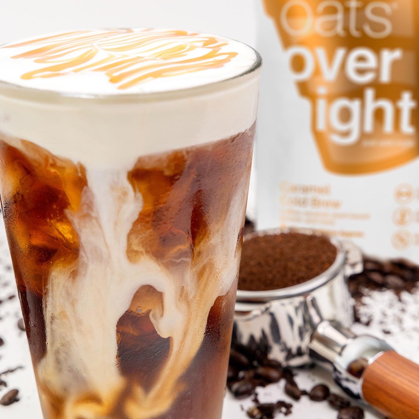 Oats Overnight - Caramel Cold Brew - Vegan, 20g Protein, High Fiber Breakfast Shake 65mg Caffeine - Gluten Free, Non GMO Oatmeal (2.6 oz per meal) (8