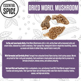 Essential Spice Dried Morel Mushrooms - Whole, Rich Earthy & Nutty Flavor - Gourmet Wild Mushrooms for Sauces, Risottos, Pasta & Steaks - Easy