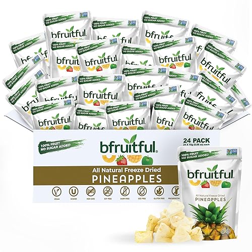 bfruitful Freeze-Dried Pineapple, Freeze Dried Fruit Snacks with No Sugar Added, Vegan, Non GMO, Kosher, Wholesome Fruit Bites, Perfect for Kids or