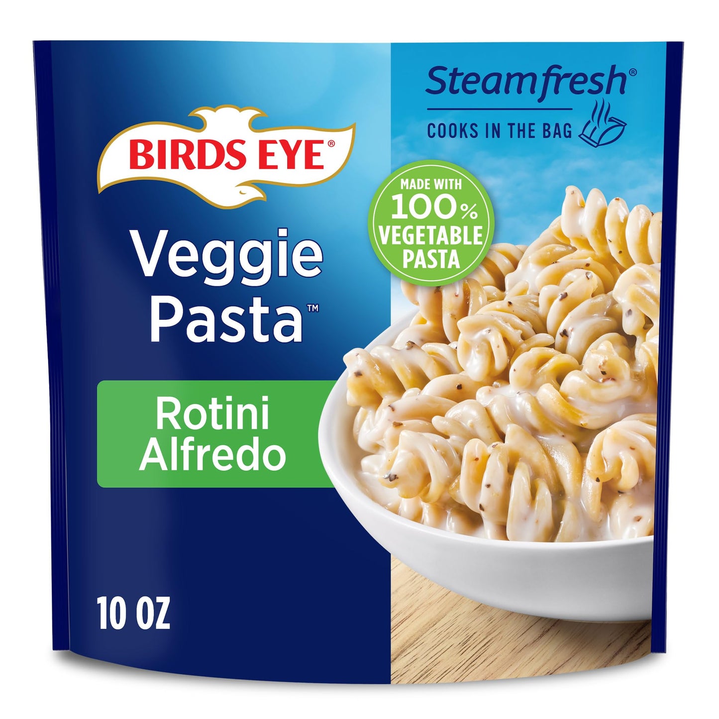 Birds Eye Veggie Pasta Rotini Alfredo, Convenient Vegetable Pasta for an Easy Frozen Side, 10 OZ Bag