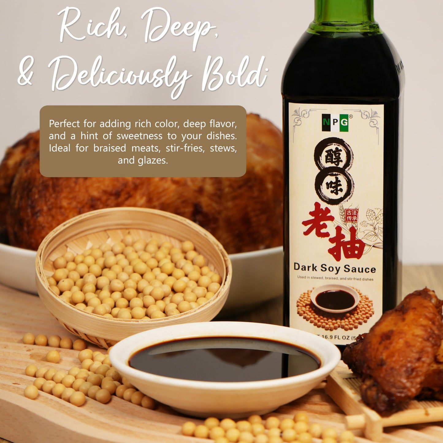 NPG Dark Soy Sauce Set 16.9 fl oz (Pack of 2), All Purpose Umami Seasoning