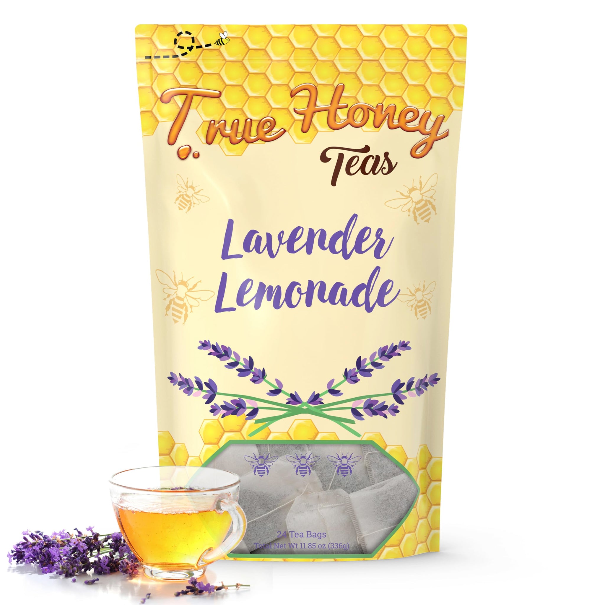 True Honey Lavender Lemonade Tea Bags - Tranquil Tea for Sleep, Stress Relief and Calm - All Natural Organic Lemon Myrtle Herbal Caffeine-Free Blended