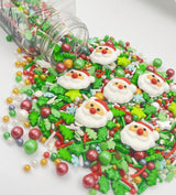 1 Bottle Christmas Sprinkles | Cake Cupcakes and Ice Cream Topper Decorations | Edible Holiday Sprinkles 3.35 OZ(6 Santa Tree Mixing) for Christmas
