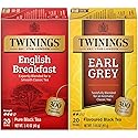 Twinings Tea Variety 2-Pack - English Breakfast + Earl Grey, Caffeinated Black Tea Bags, Individually Wrapped, 20 Count Each