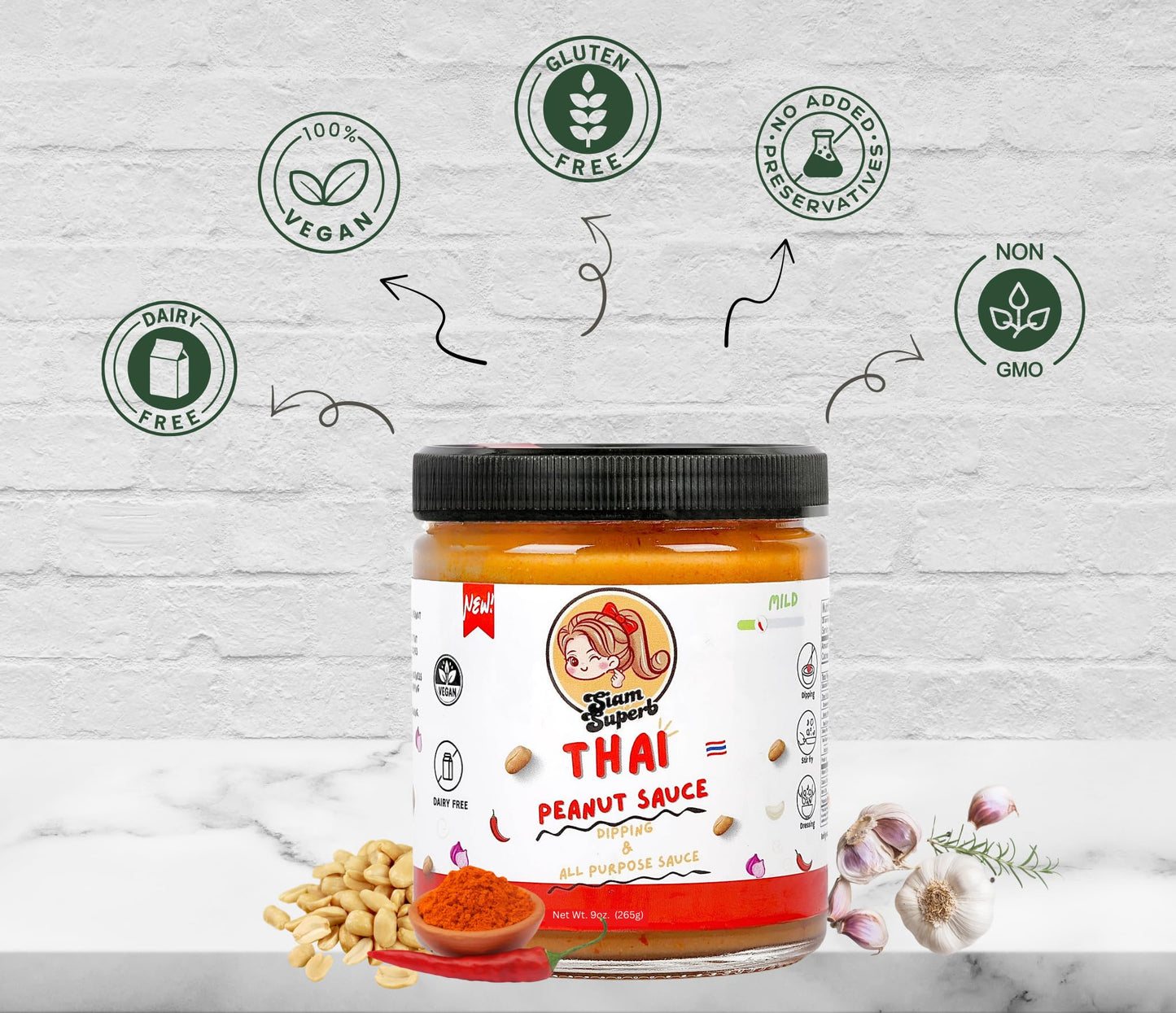 Siam Superb, Peanut sauce, Thai Peanut sauce - Perfect for Noodles, Meats, Rice seasoning, Dipping, All Purpose Seasoning Sauce and Stir Fry Sauce