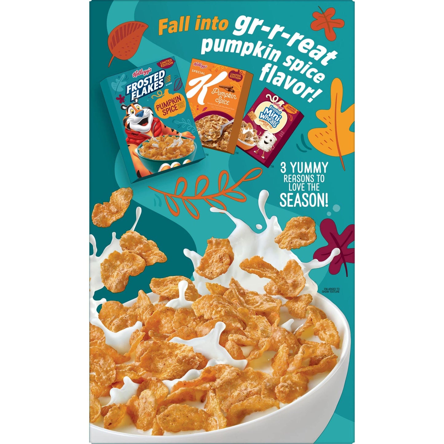 Frosted Flakes Cold Breakfast Cereal, 7 Vitamins and Minerals, Limited Edition, Family Size, Pumpkin Spice, 17.1oz Box (1 Box)