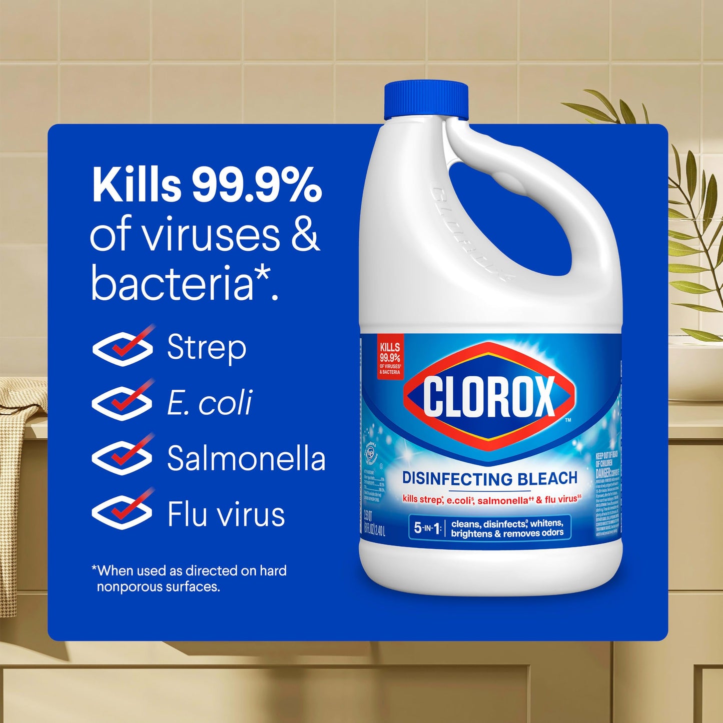 Clorox Disinfecting Bleach, 81 Fluid Ounces (Package May Vary)