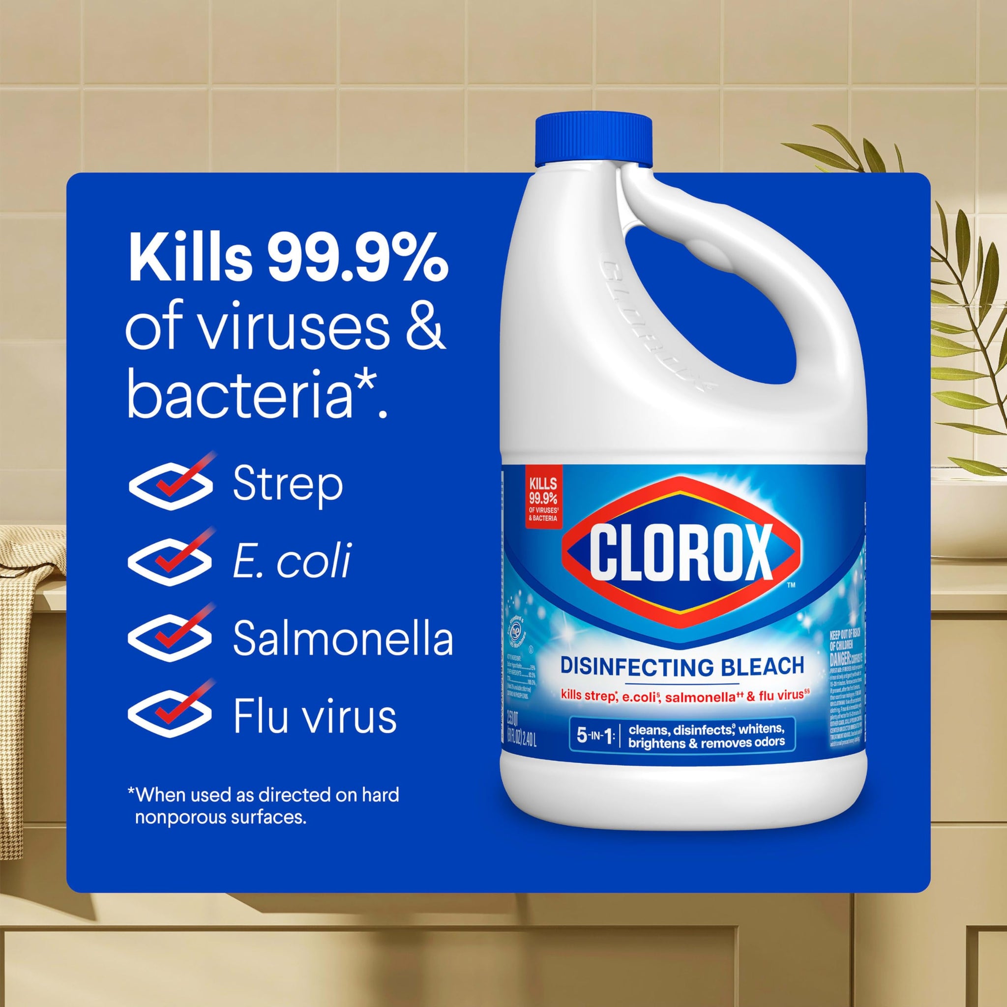 Clorox Disinfecting Bleach, 81 Fluid Ounces (Package May Vary)
