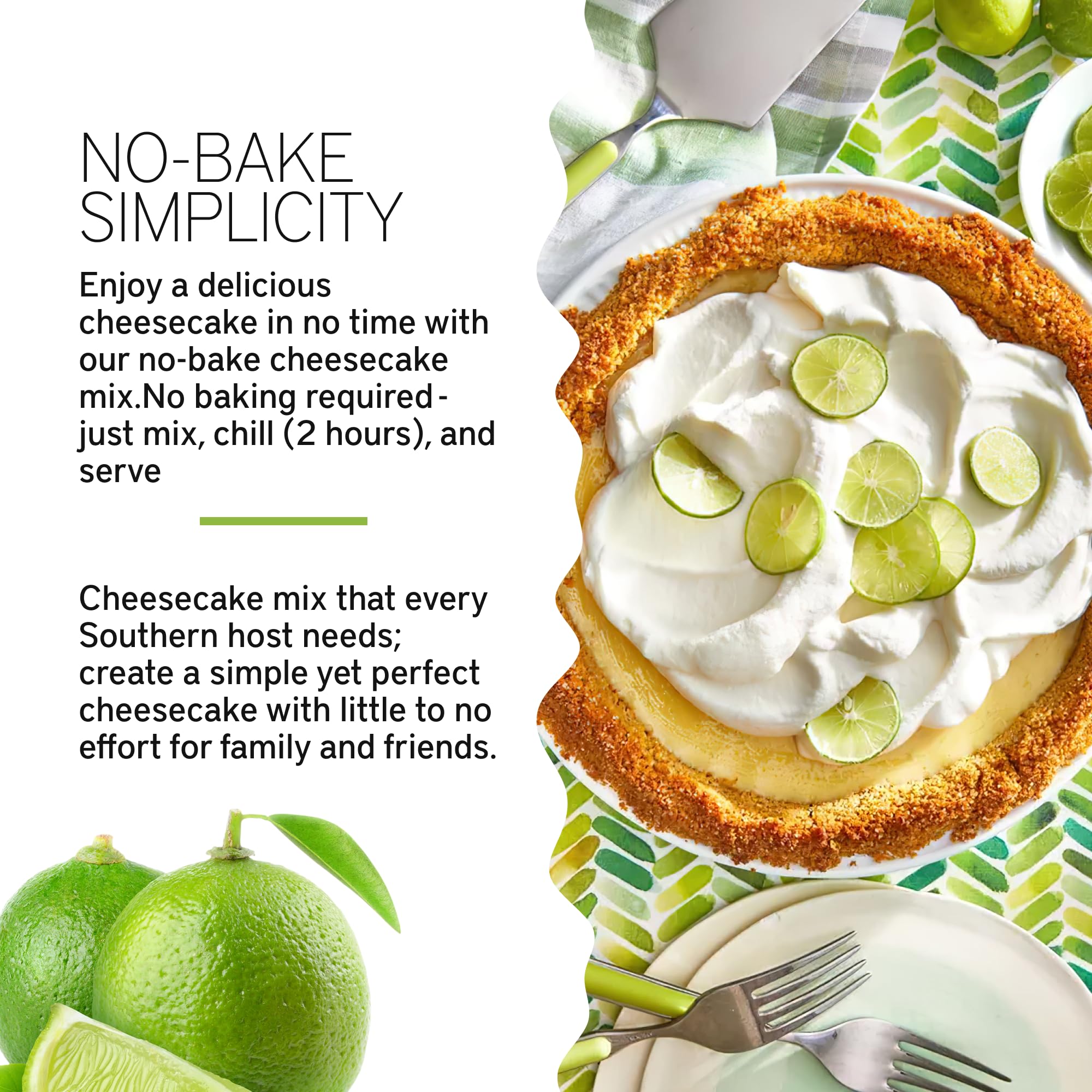 Gourmet Cheesecake Mix, No Bake Cheesecake Cake Mix, Key Lime Cheesecake by Southern Living, Rich, Creamy, Moist and Fluffy Whipped Topping
