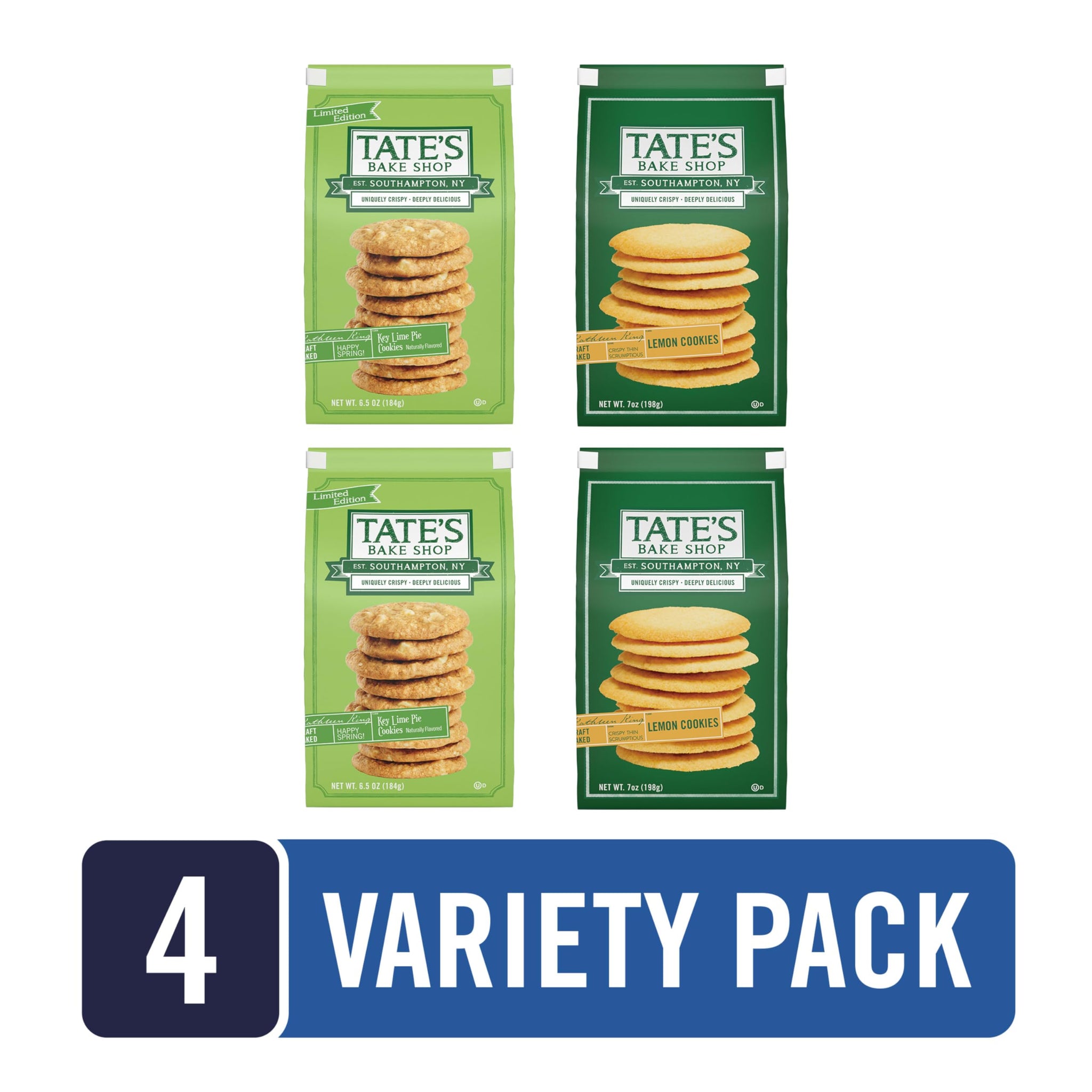 Tate's Bake Shop Key Lime Pie and Lemon Cookies Variety Pack, 4 Bags