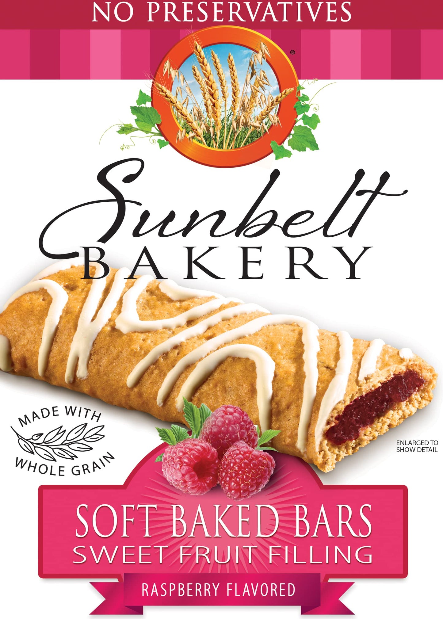 Sunbelt Bakery Soft Baked Raspberry Breakfast Bars - 8 Bars - Chewy Oatmeal Breakfast and Snack Cereal Bars Pantry Pack - Made with Whole Grains