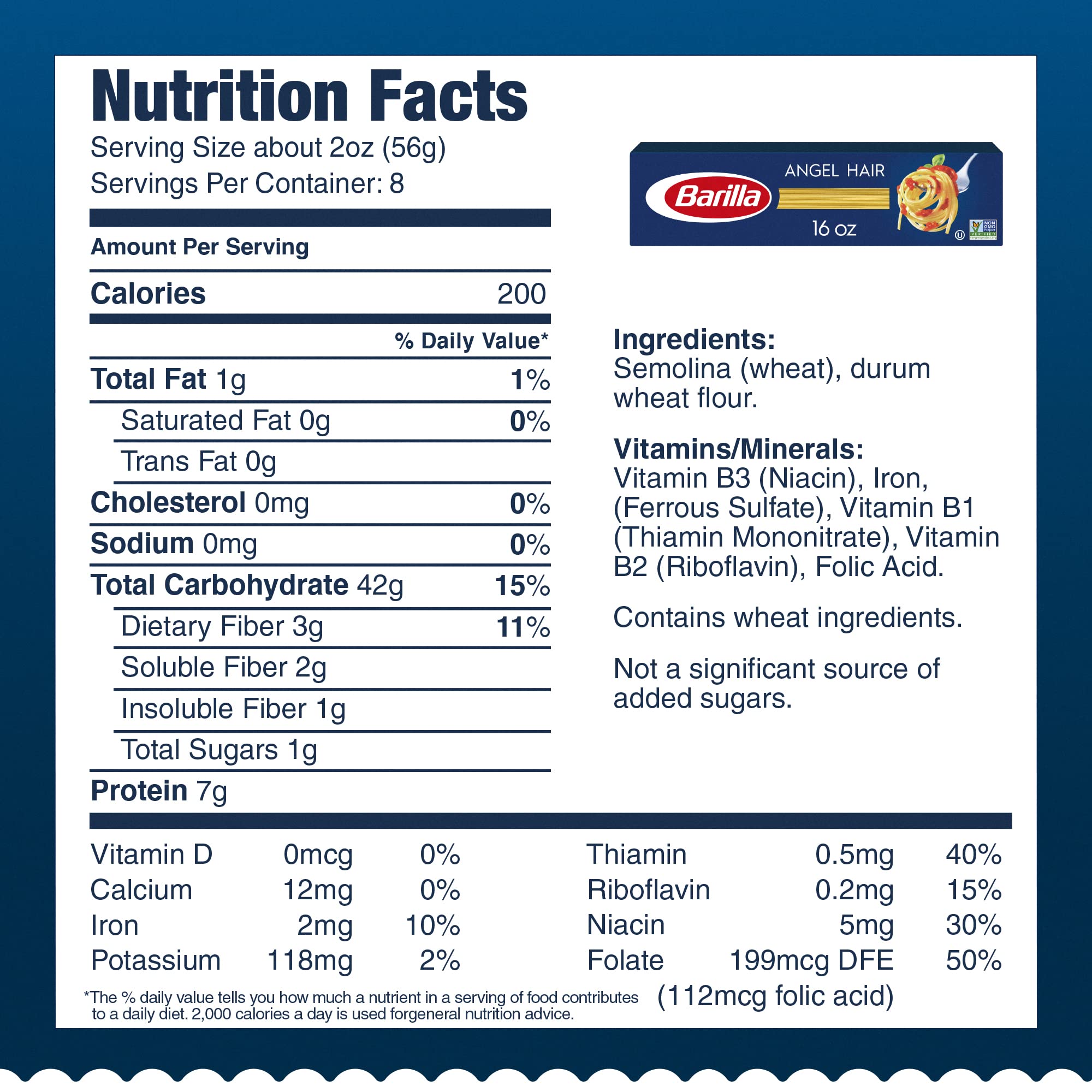 Barilla Angel Hair Pasta, 16 oz. Box - Non-GMO Pasta Made with Durum Wheat Semolina - Kosher Certified Pasta