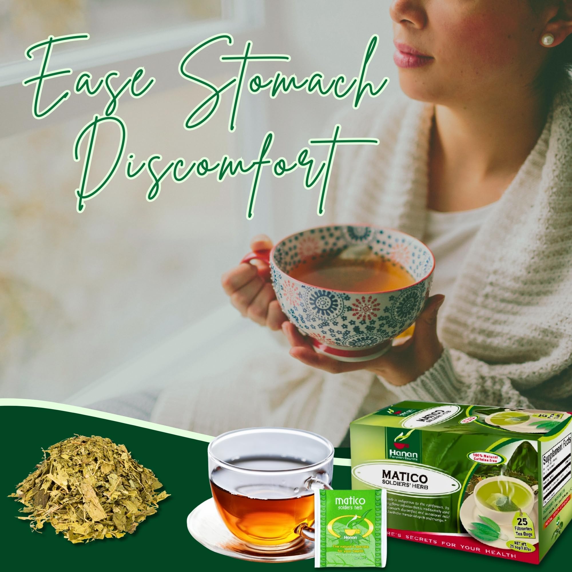 Matico Tea (Soldier's Herb) - 25 Tea Bags of All Natural Matico Herb Leaves - Herbal Tea from Peru (Piper aduncum aka Spiked Pepper, Hierba del