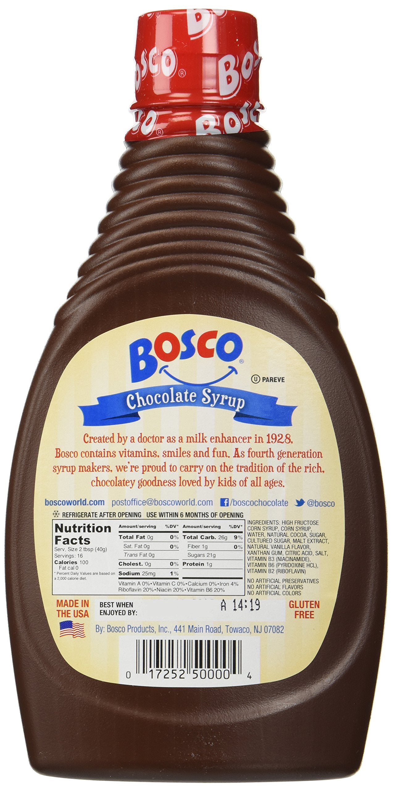 Bosco Original Chocolate Syrup, 22oz Squeeze Bottle (3 Pack) Natural Cocoa | Rich & Thick | Gluten Free | Kosher