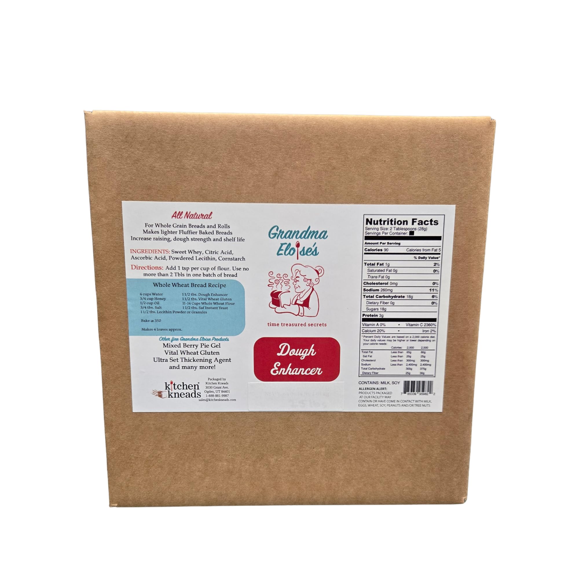 Grandma Eloise’s Dough Conditioner for Bread Baking - 25 LB - Improves Rise, Texture & Shelf Life - Makes Soft, Fluffy Whole Wheat & White Bread