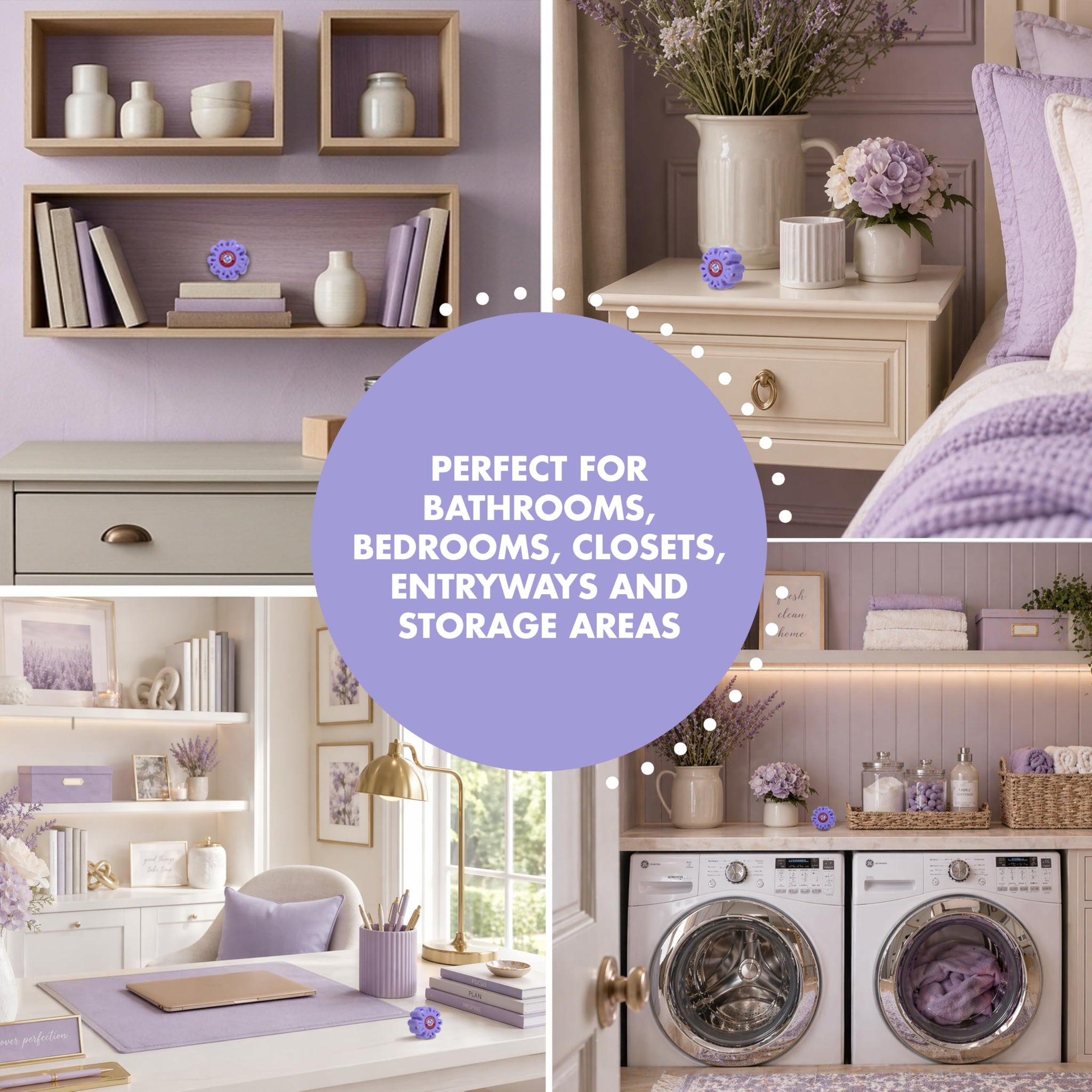 Arm & Hammer OdorBusterz ShapeMATE™, Lavender Flower, 4 Count - Decorative Odor Eliminator for Small Spaces
