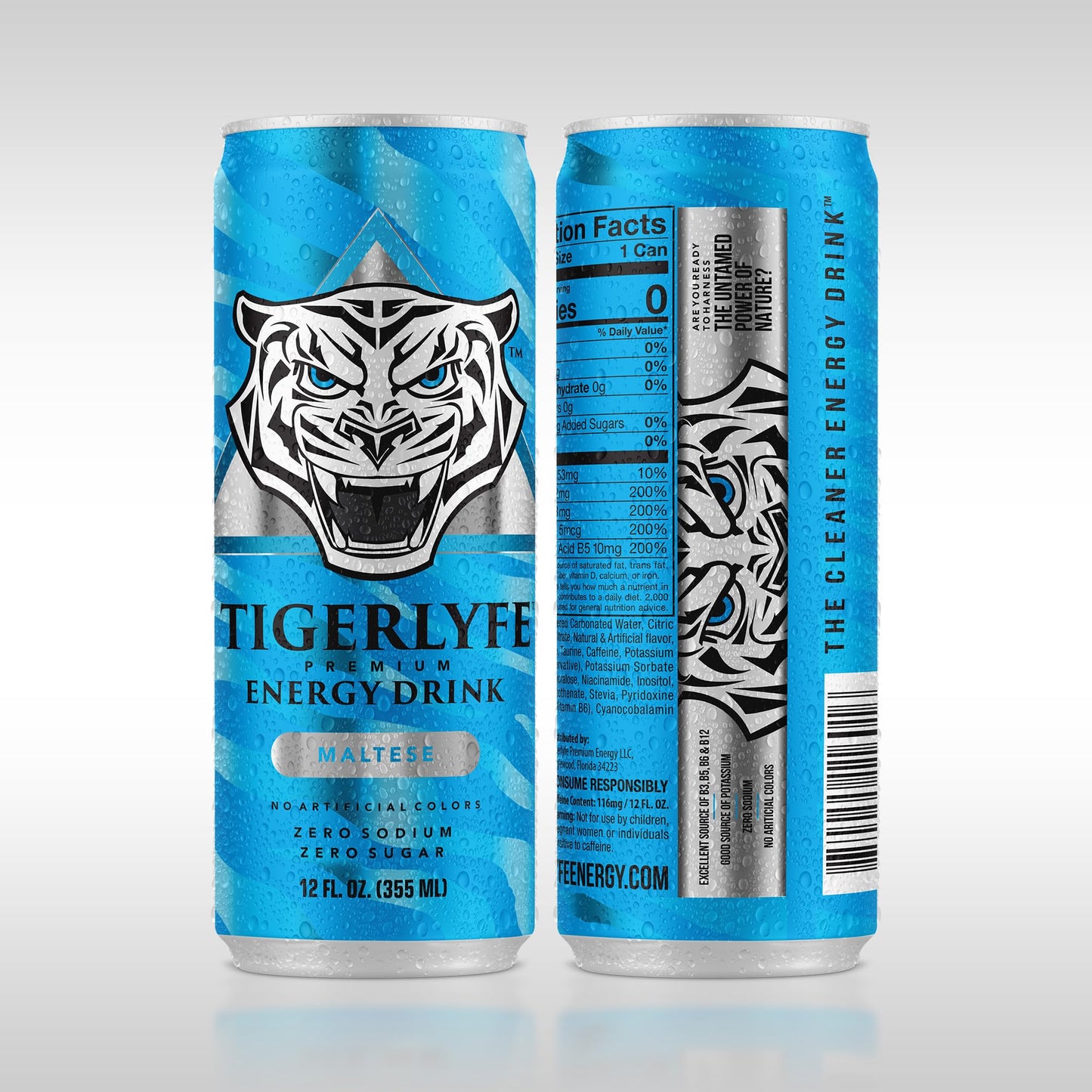 TIGERLYFE Energy Drink 12 Pack, Sugar Free Energy Drink, Zero Calorie, Zero Carb, Diet Energy Drinks Bulk, 12oz Slim Can, Zero Sugar Energy Drinks