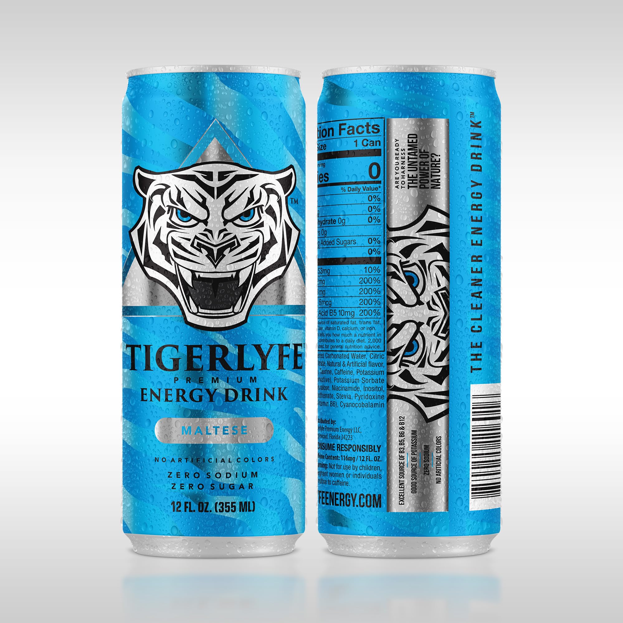 TIGERLYFE Energy Drink 12 Pack, Sugar Free Energy Drink, Zero Calorie, Zero Carb, Diet Energy Drinks Bulk, 12oz Slim Can, Zero Sugar Energy Drinks
