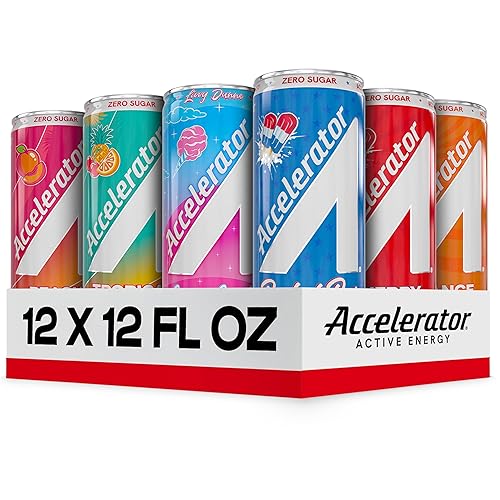 Accelerator Energy Drink, Ultimate Variety Pack 12oz can (12 pack), Zero Sugar, Sustained Energy from 100% Natural Caffeine (200mg from Green Coffee