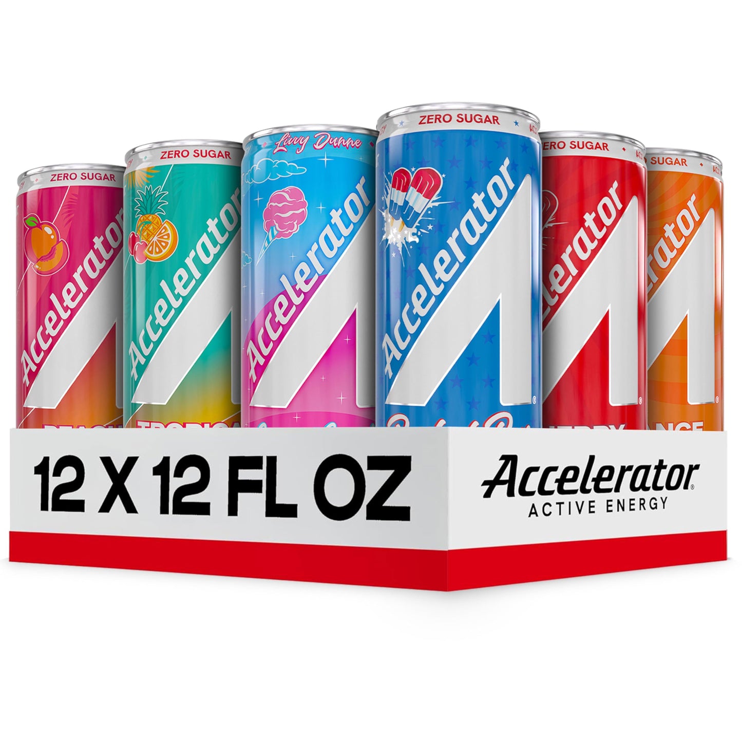 Accelerator Energy Drink, Ultimate Variety Pack 12oz can (12 pack), Zero Sugar, Sustained Energy from 100% Natural Caffeine (200mg from Green Coffee