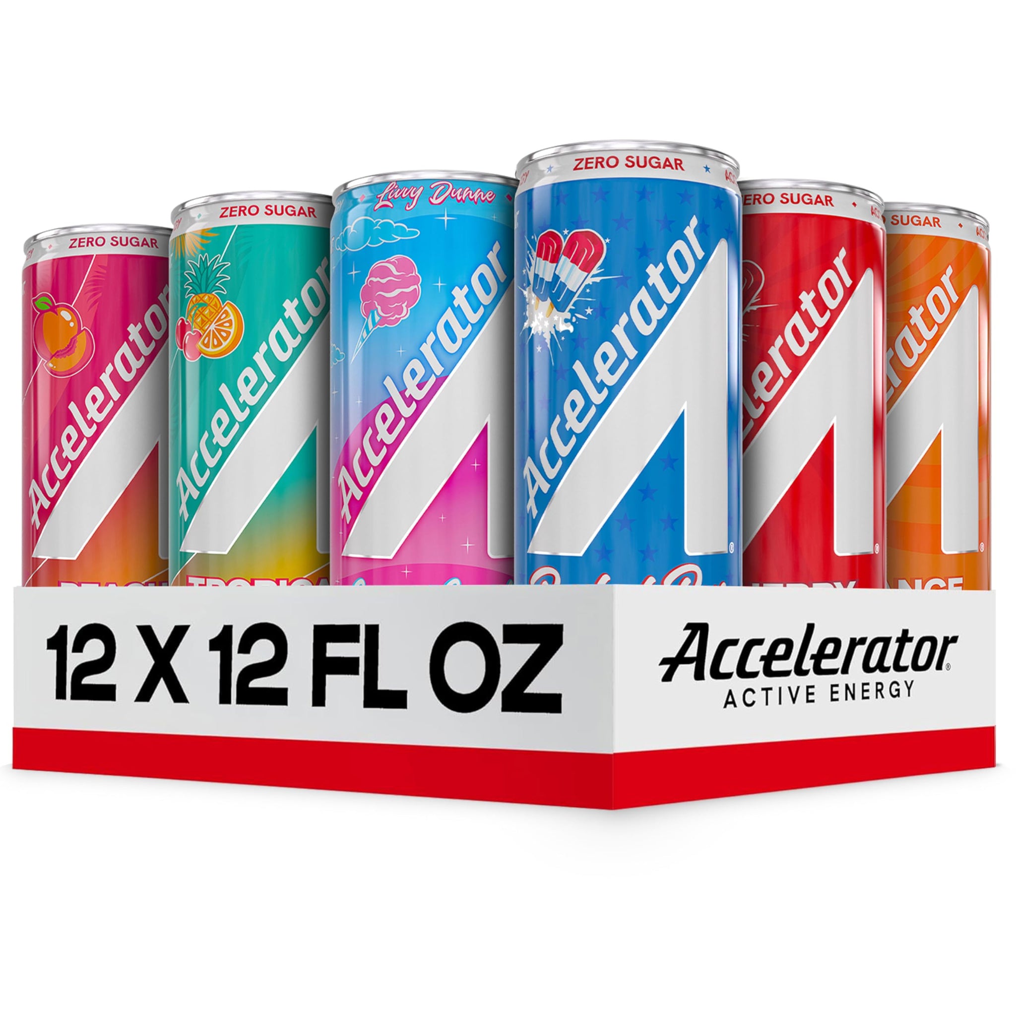 Accelerator Energy Drink, Ultimate Variety Pack 12oz can (12 pack), Zero Sugar, Sustained Energy from 100% Natural Caffeine (200mg from Green Coffee