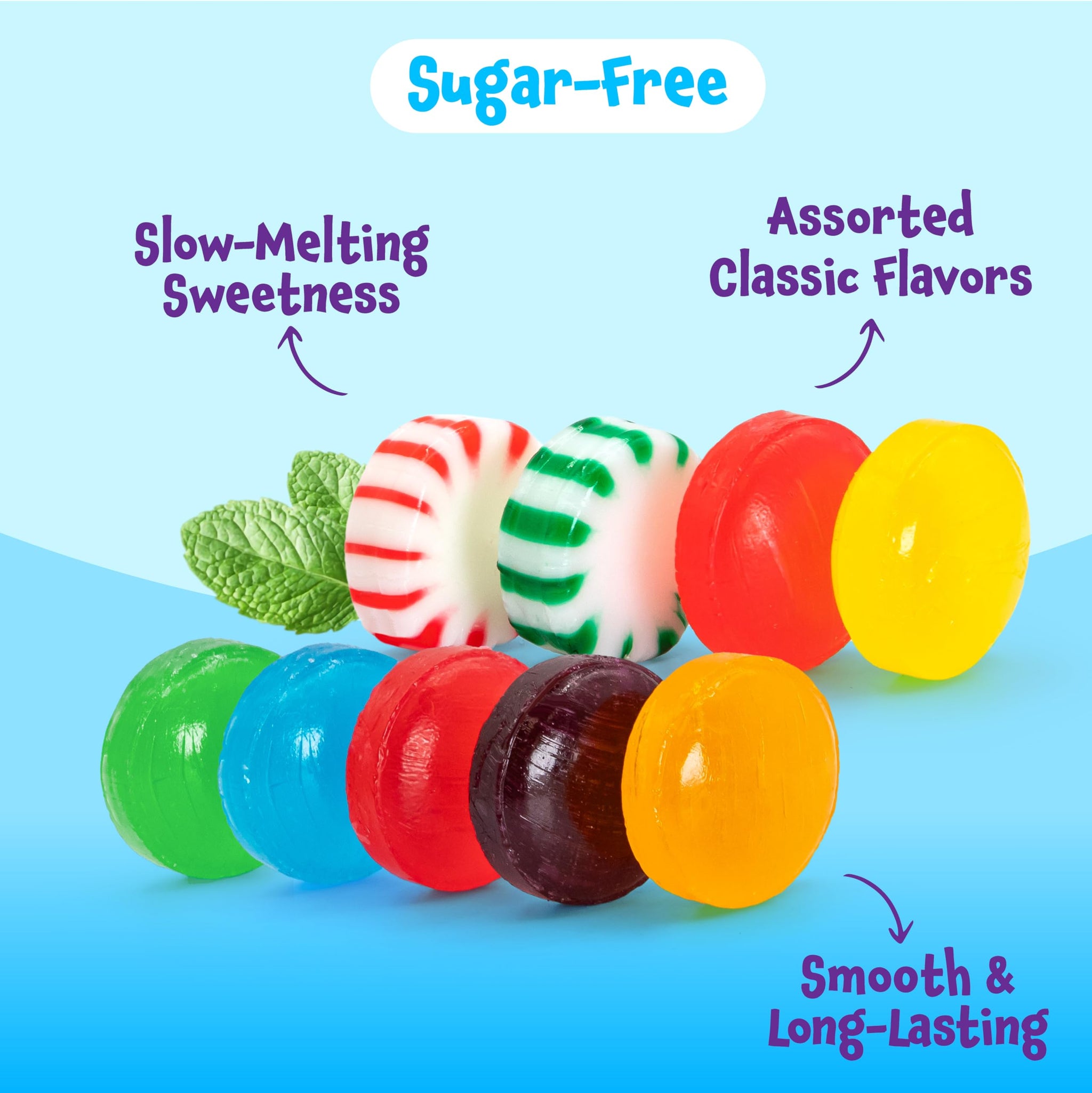 Sugar Free Candy - 2 Pound Pack - Hard Candy Individually Wrapped - Mint, Cinnamon, Butterscotch, and Fruit Flavors - Office Bowl Mix - Sugarless