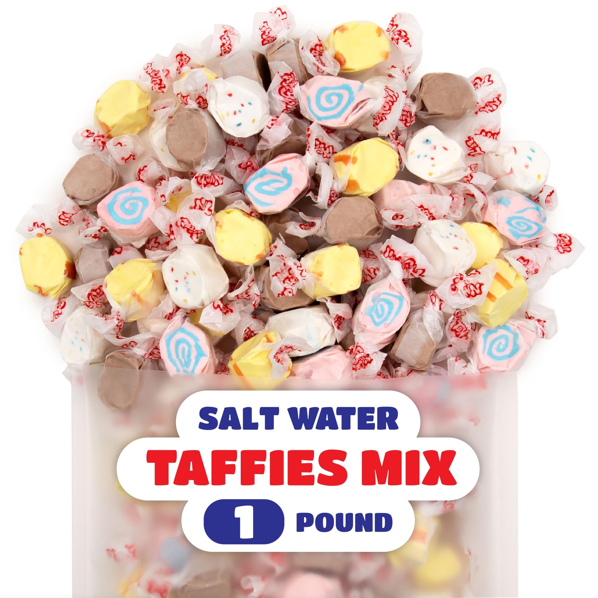 Salt Water Taffy - 1 Pound Bag - Saltwater Taffy - Salt Water Taffy Candy Individually Wrapped - Chewy Candy - Assorted Flavors - Old Fashioned