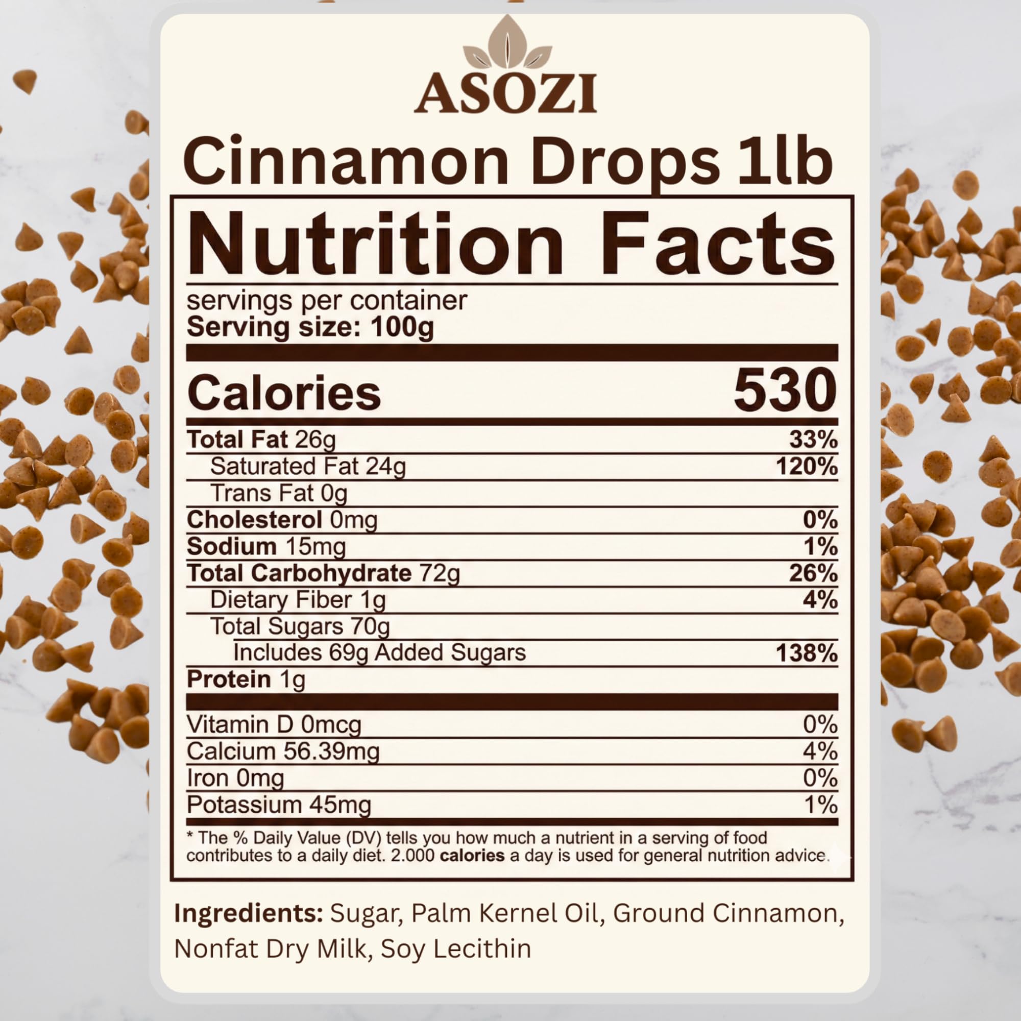 Cinnamon Chips for Baking 1lb- Cinnamon Flavored Drops for Baking, Small-Sized Baking Chips for Adding Warmth and Spice, Perfect Cinnamon Baking Chips for Confectionery Needs