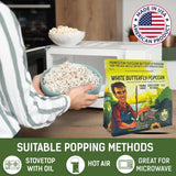 Farmer Direct Baby White Popcorn Kernels - Tender Hulless 2lb Bag - Freshness for Oil, Microwave, or Air Popper - Easy Eating, Delicious White