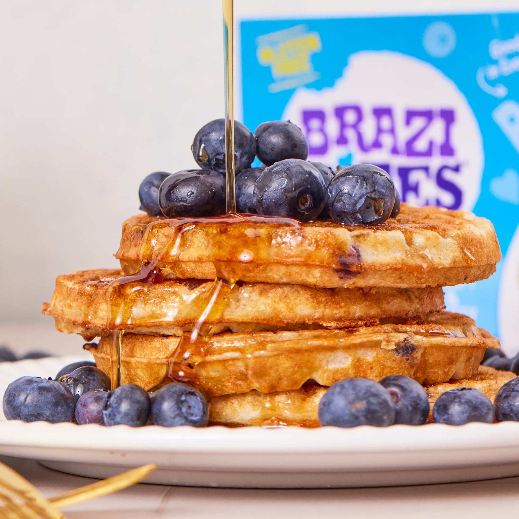 Brazi Bites Gluten-Free Blueberry Waffles | Six Count Cartons (8-pack)