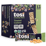 Tosi Nut Bars, Cashew, Healthy Snacks for Adults & Kids, Plant Based Crunchy Bars (6G Protein), Organic Keto Snacks, Vegan, Gluten & Soy Free, Low
