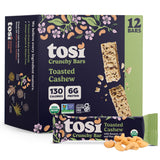 Tosi Nut Bars, Cashew, Healthy Snacks for Adults & Kids, Plant Based Crunchy Bars (6G Protein), Organic Keto Snacks, Vegan, Gluten & Soy Free, Low