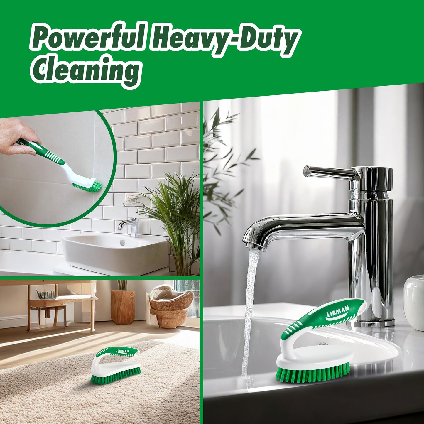 Libman Scrub Brush Kit | Cleaning Brush | Tile & Grout Brush | Small Scrub Brush | Power Scrub Brush | Carpet Brush | Bathroom Scrubber | Boot