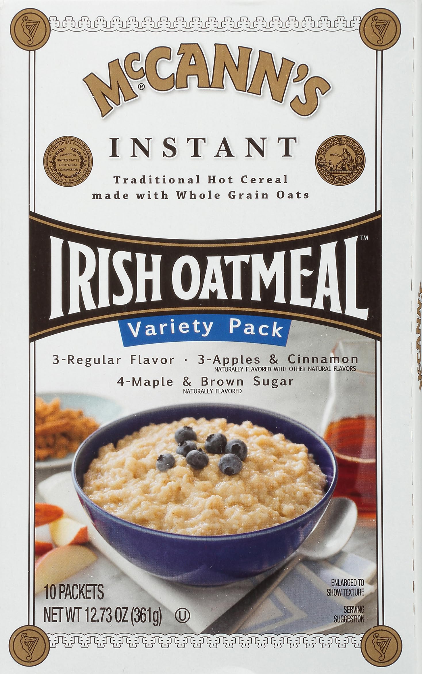 McCann's Instant Irish Oatmeal, Three Flavor Variety Pack, 10 Packets