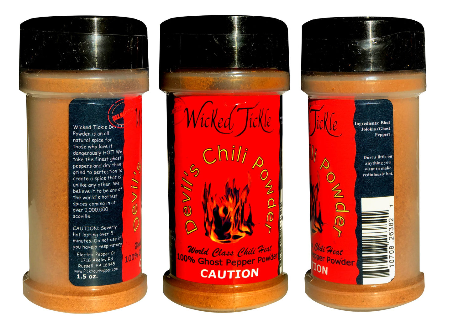 Wicked Tickle Chili Powder Gift Set, 4 Pack - Ghost, Smoked Ghost, Scorpion, Habanero Garlic Salt, 2 oz Bottles