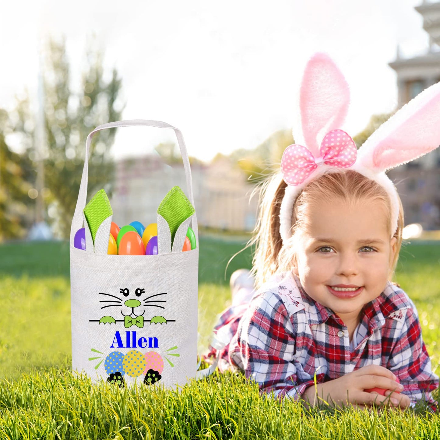 2 Pcs Touber Personalized Easter Baskets for Kids, Easter Bunny Basket Ideas Easter Gifts for Baskets Easter Baskets with Name Easter Egg Hunt Basket