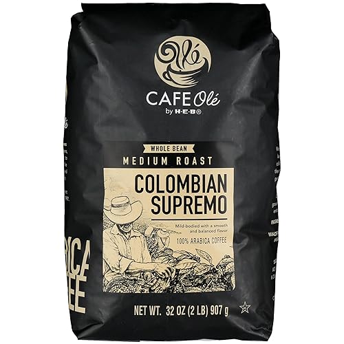 CAFE Ole Colombian Supremo Coffee Whole Bean Medium Roast by H-E-B, 2 lbs