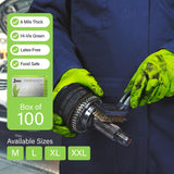 1st Choice 6 mil Green Gloves, Disposable, Latex Free, Raised Diamond Grip, Mechanic Glove for Men, Medium, 1 Box of 100