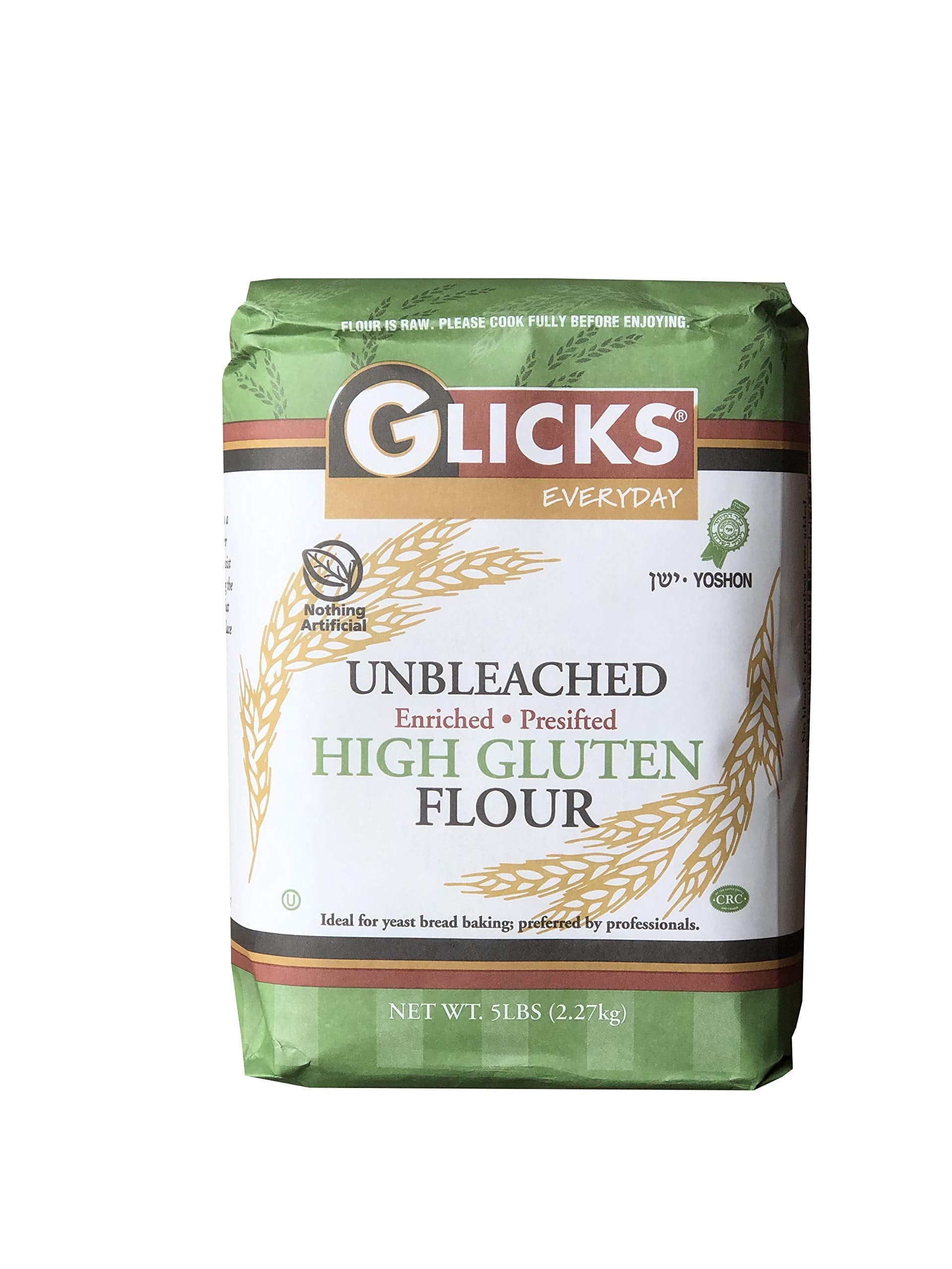 Glicks Unbleached High Gluten Flour, (5 Pounds) Enriched, Presifted, Kosher, No Preservatives