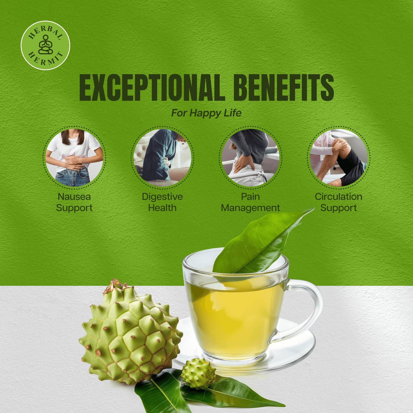 Soursop Graviola Tea Bags 50 count - Natural Pure Leaves - Sugar Free, Caffeine Free & Gluten-Free - Hoja Guanabana Tea - Authentic Herbal Tea