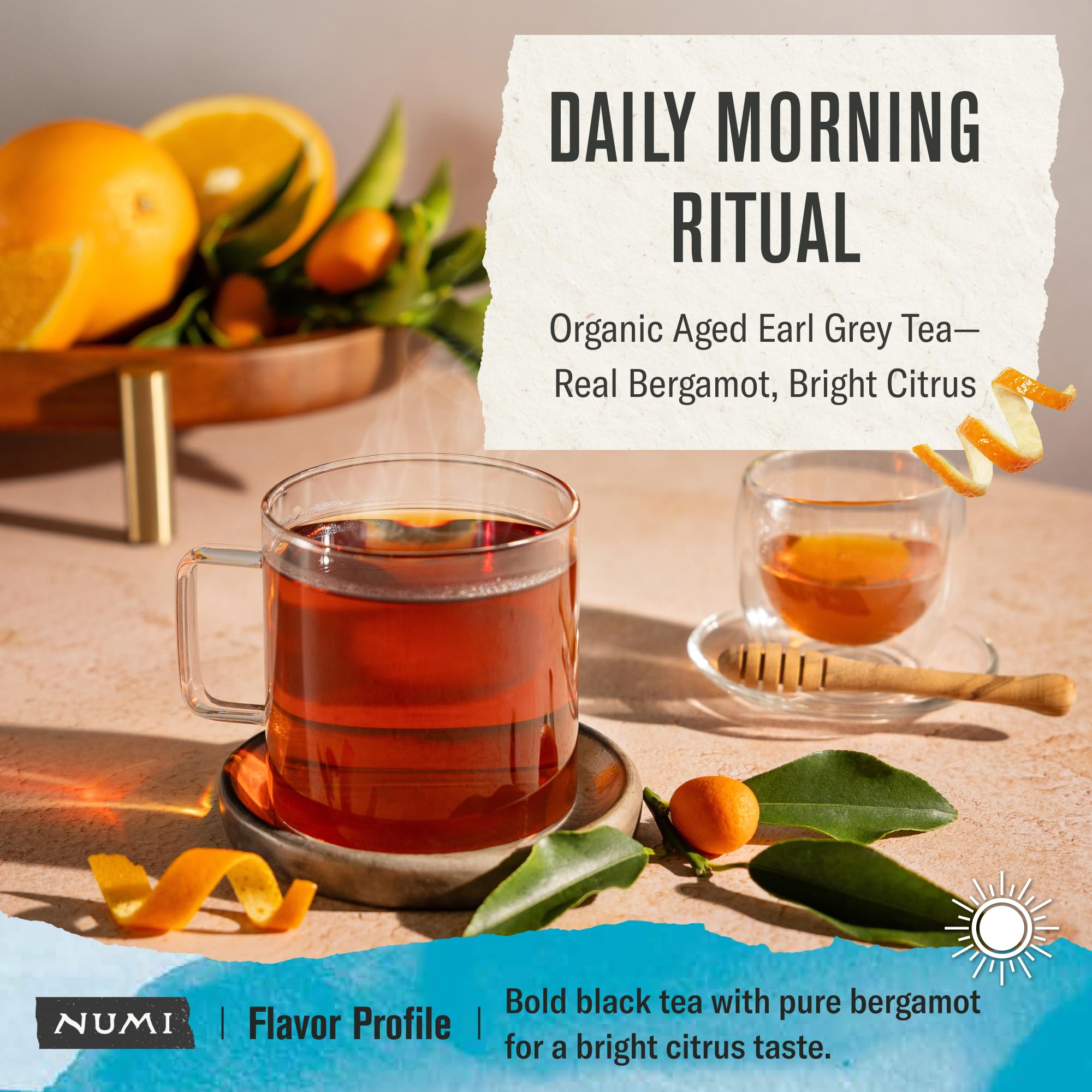 Numi Organic Aged Earl Grey Tea | 54 Black Tea Bags | Assam Black Tea with Real Bergamot | Caffeinated